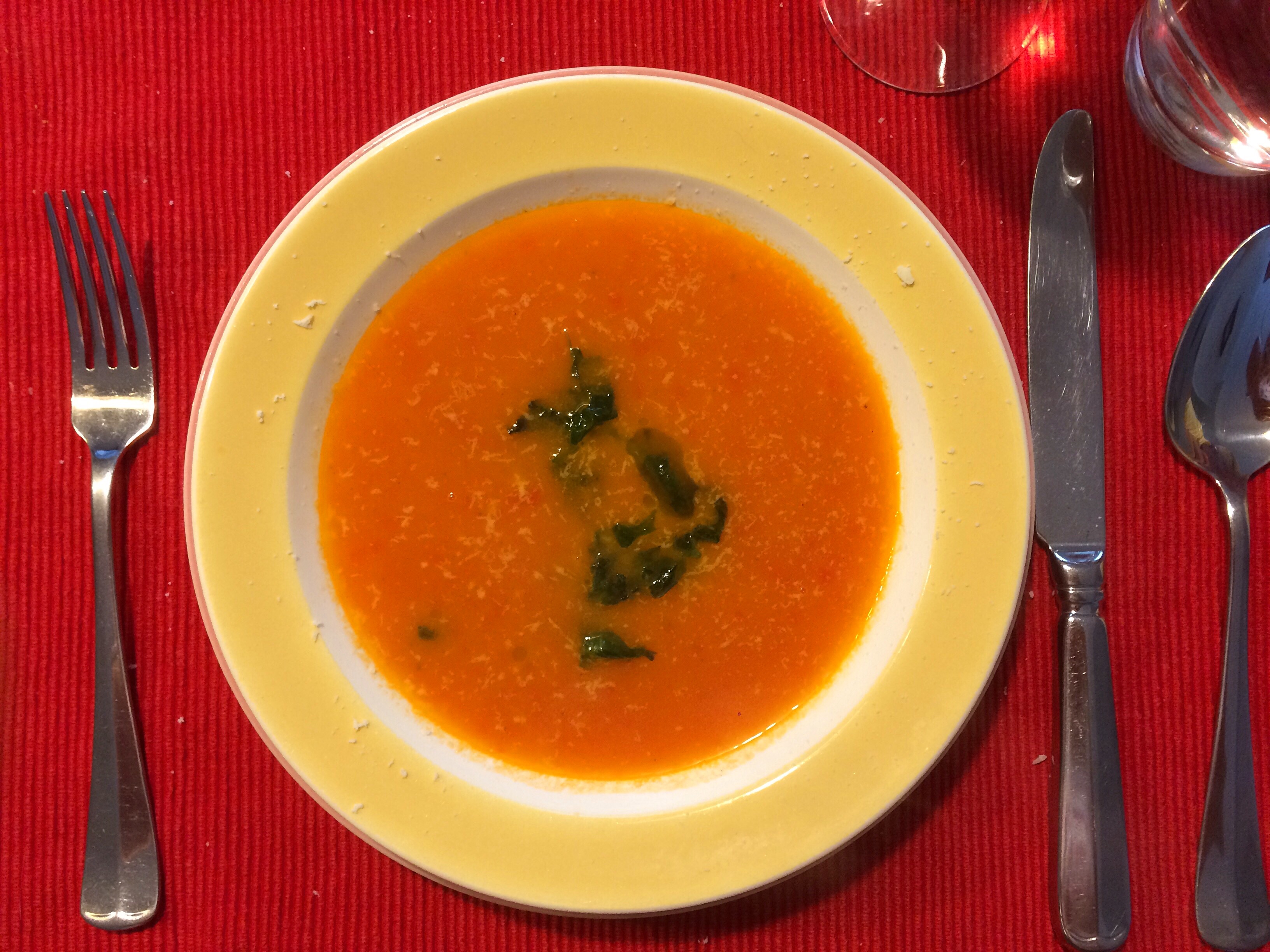 Italian Tomato Soup with Basil-Rocket Pesto